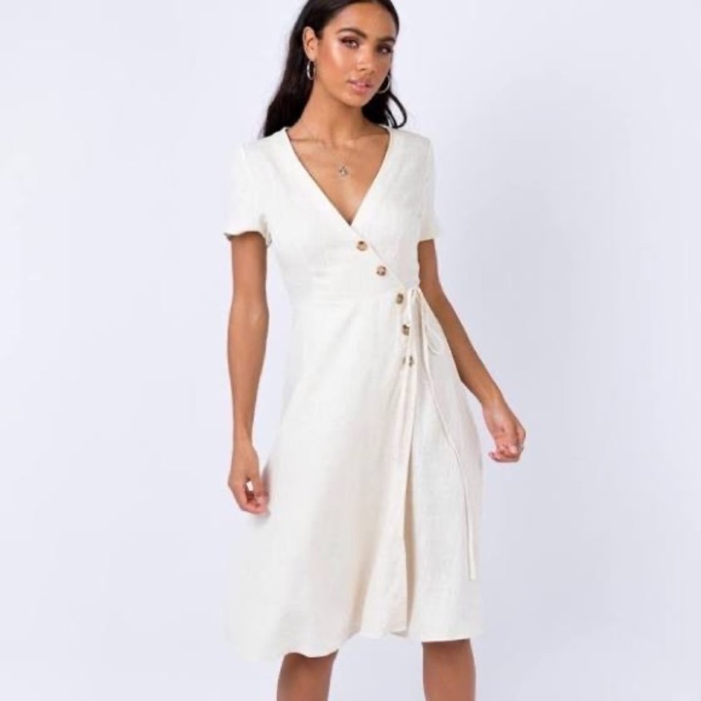 Princess Polly linen wrap dress
